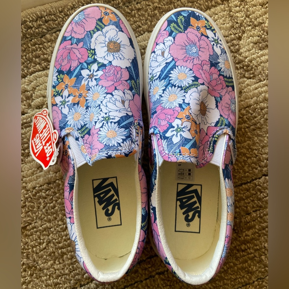 Floral Vans slip ons